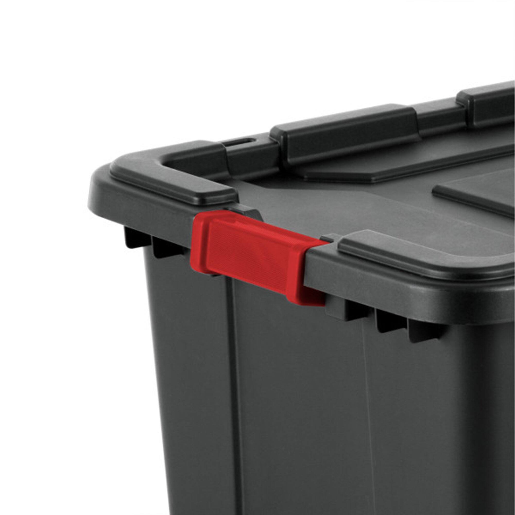 Alt View 7. Sterilite - Sterilite 27 Gallon Durable Rugged Industrial Totes with Red Latches, 12 Pack.
