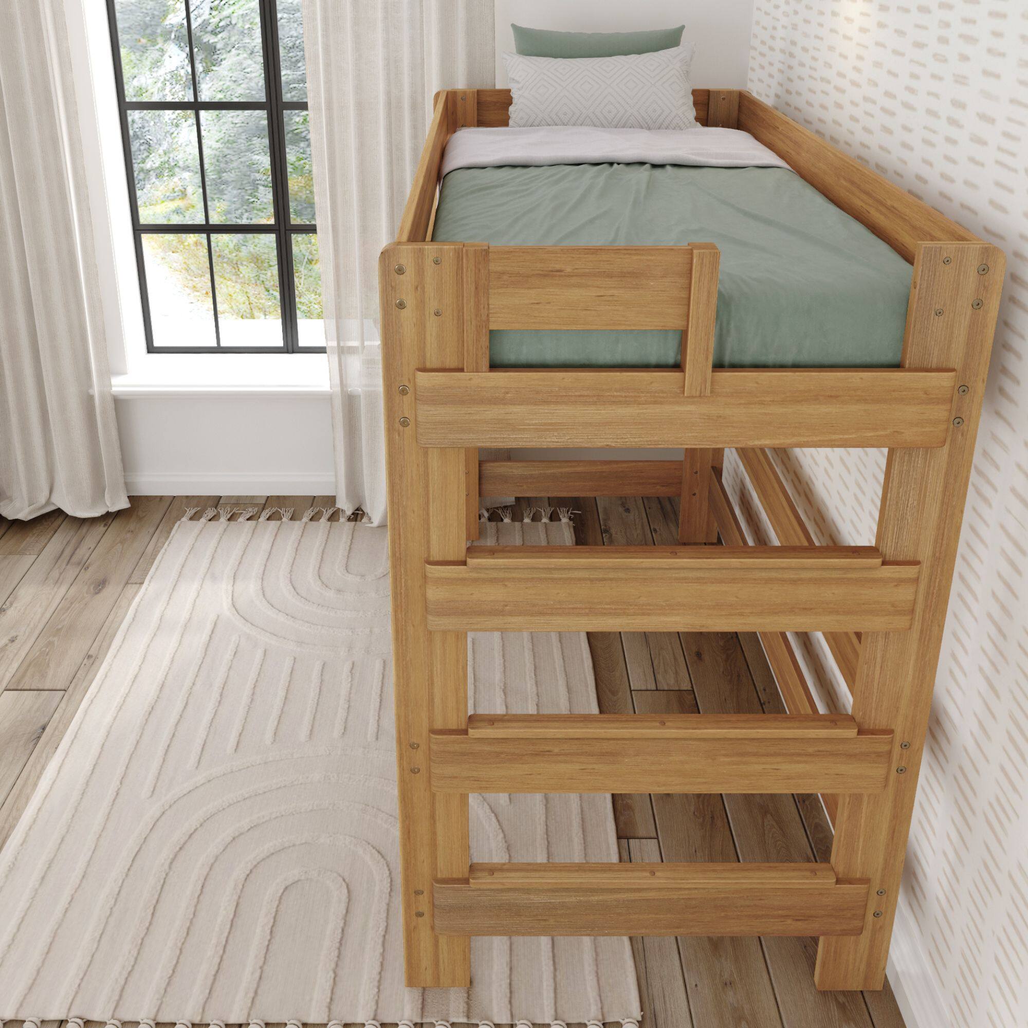 Alt View 3. Plank+Beam - Farmhouse High Loft Bed, Pecan - Pecan Dip.
