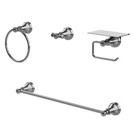 GRANDJOY - 4-Piece Bathroom Hardware Set with Phone Storage Shelf Toilet Paper Holder & 24 Inch Towel Bar - Chrome