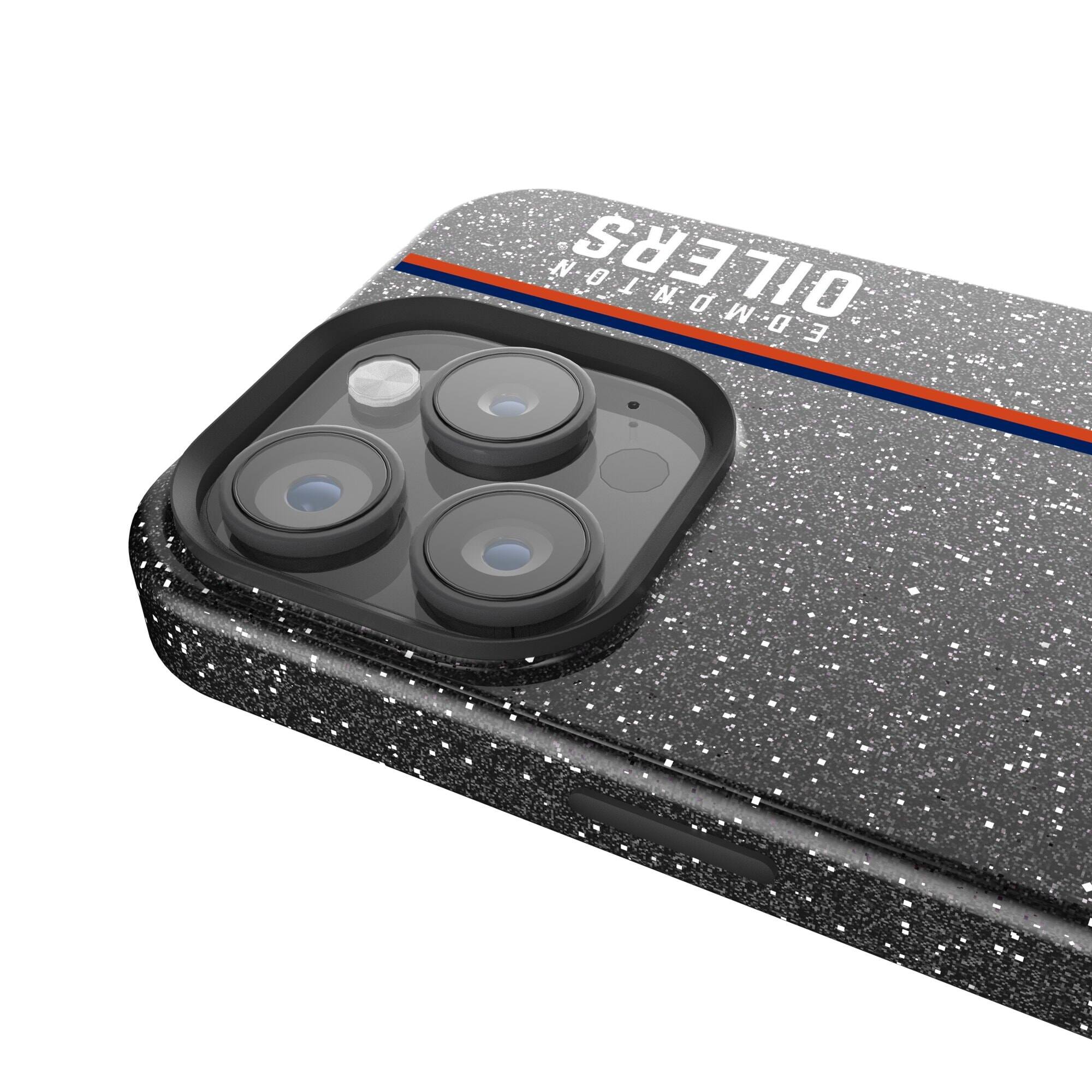 Alt View 2. Keyscaper - Black Edmonton Oilers Sidebar Bling iPhone Case - 15 - Black.