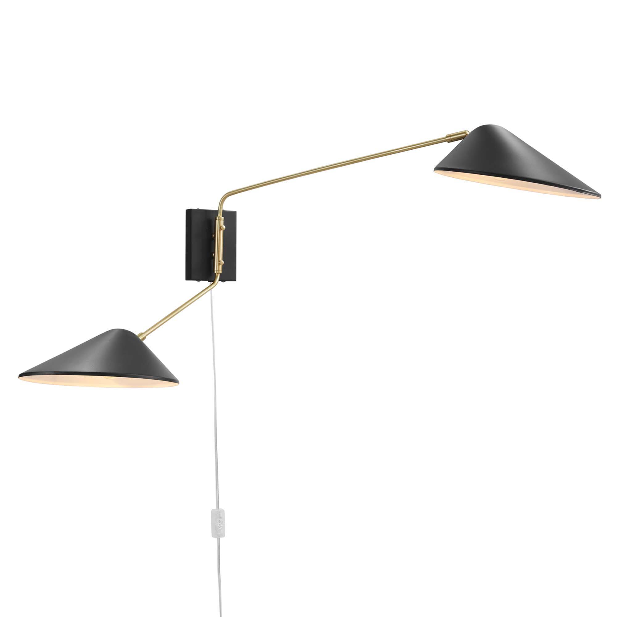 Alt View 2. Modway - Journey 2-Light Swing Arm Wall Sconce by Modway - Black.