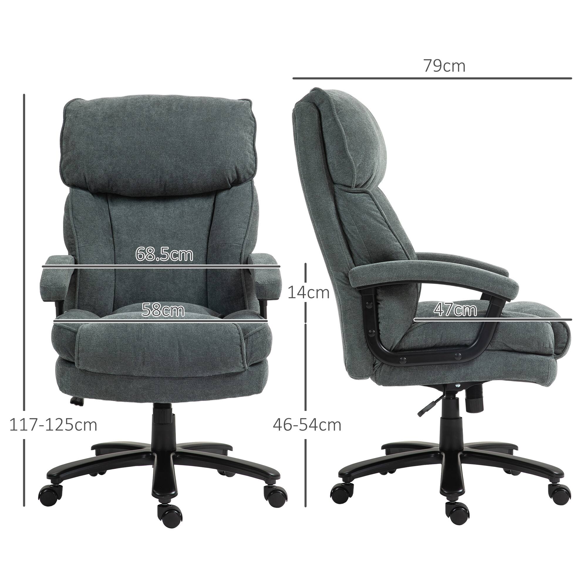 Alt View 2. TinyHomie - 450LBS Gray HOMCOM Big and Tall Heavy Duty High Back Office Chair Swivel Wheels - Gray.