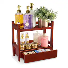 Sorbus - 2-Tier Bamboo Kitchen Countertop Organizer - ideal for storage and display, Matcha, Coffee Station, Bathroom - Espresso