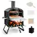 Front. Costway - 2-Layer Pizza Oven Wood Fired Pizza Grill Outside Pizza Maker with Waterproof Cover - Black + Silver.
