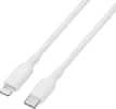 Front. Best Buy essentials™ - 4’ Lightning to USB-C Braided Charge-and-Sync Cable - White.