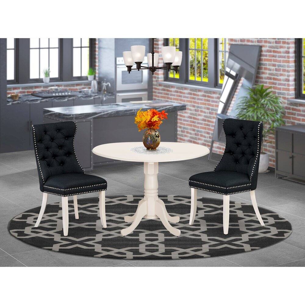 Alt View 8. East West Furniture - 3 Piece Kitchen Table & Chairs Set - White.