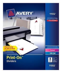 Avery - Print-On Paper Dividers, 8 Tabs, 5 Sets/Pack - White