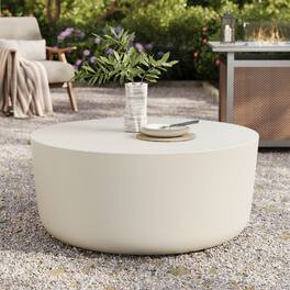 Brion Round Indoor - Outdoor Patio Concrete Coffee Table by Modway - White
