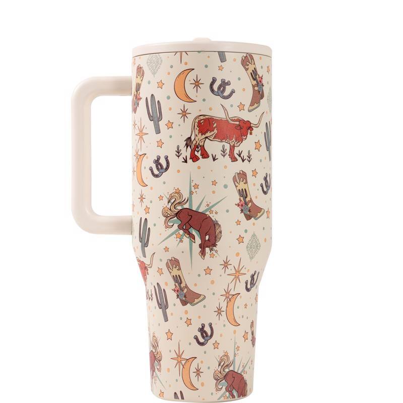 Front. HydroJug - 32 oz Rodeo BPA Free Travel Tumbler - Tan.