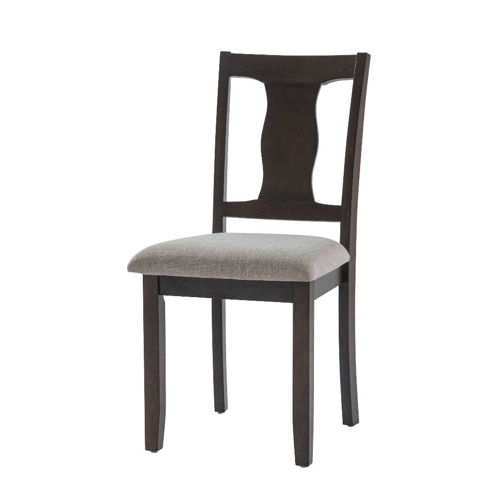 Alt View 1. Loheer - Loheer Dining Chairs Set of 2 Mid-Century Modern Upholstered Espresso Beige - Espresso + Beige.
