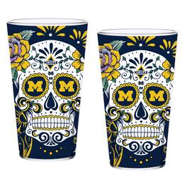 Indigo Falls - Michigan Wolverines Two-Pack 16oz. Dia De Los Muertos Pint Glass Set - Multicolor