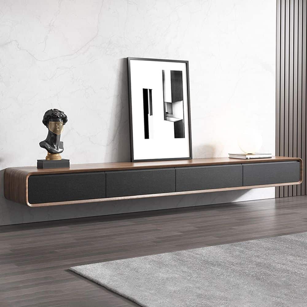POVISON - 95" Minimalist Floating TV Stand - Black & Brown