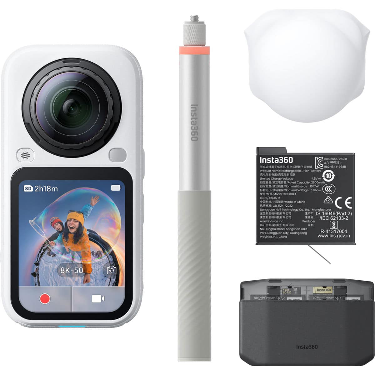 Insta360 - X6 8K 360 Action Camera Essential Bundle, Arctic White