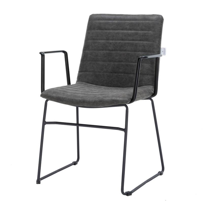 Alt View 5. LeisureMod - Zylar Office ArmChair with PU Leather, Foam Cushion, Stainless Steel Base & Ergonomic Support - Charcoal.