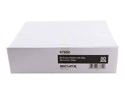 67850 ID Badge Holder with Clip, Horizontal, Clear  
50 SICURIX