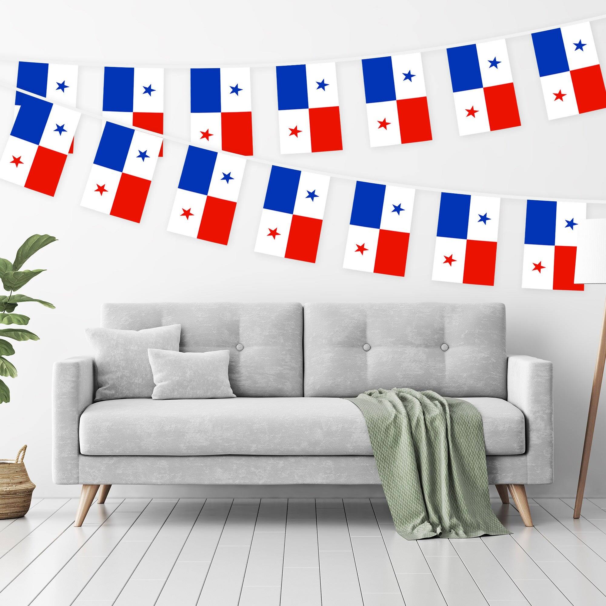 Angle. G128 - Panama Panamanian Bunting Banner — 33 ft String with 38 Mini Flags (8.2 x 5.5 in), 150D Polyester. - Assorted Colors.