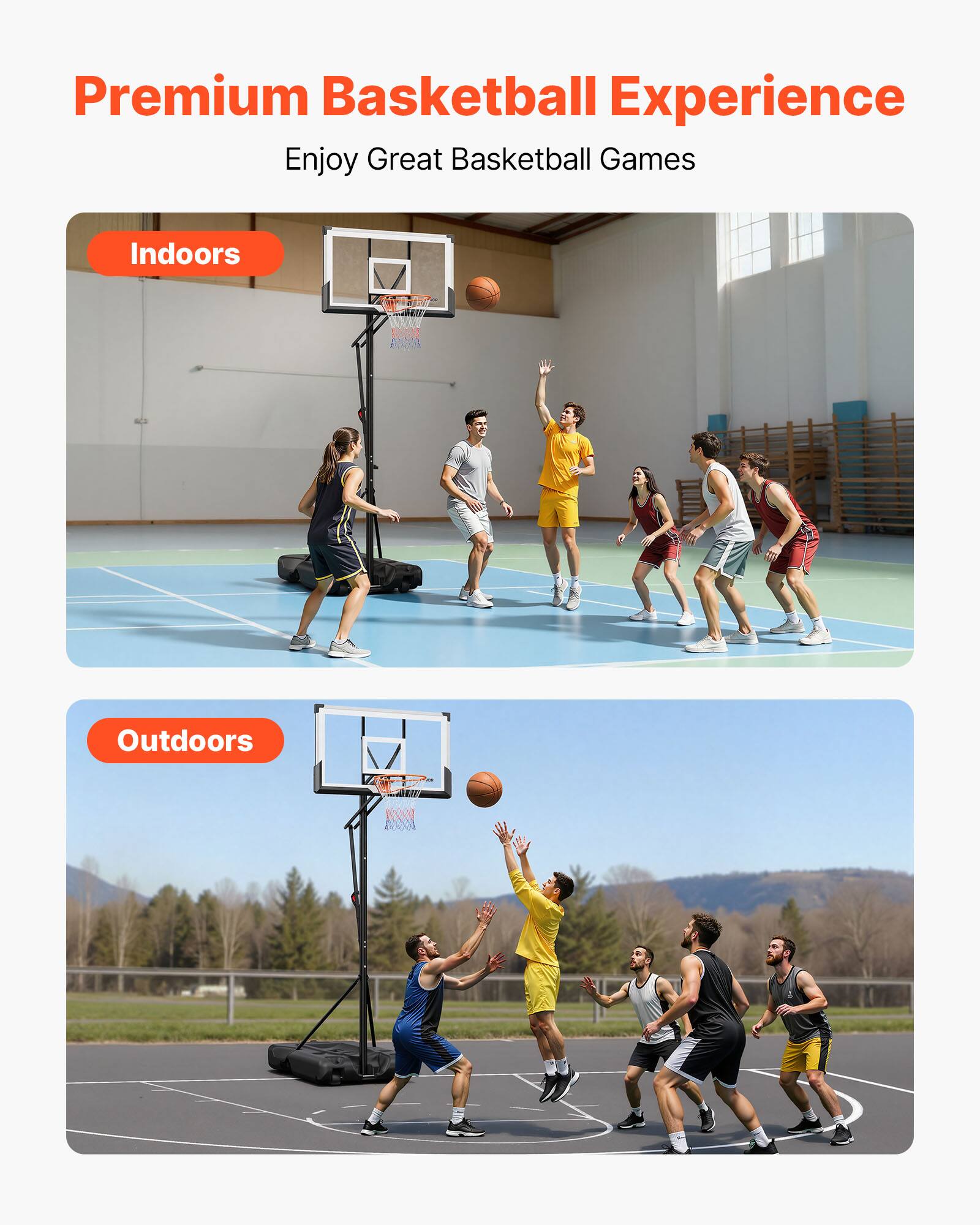 Premium Basketball Experience  
Enjoy Great Basketball Games  

Indoors  

Outdoors