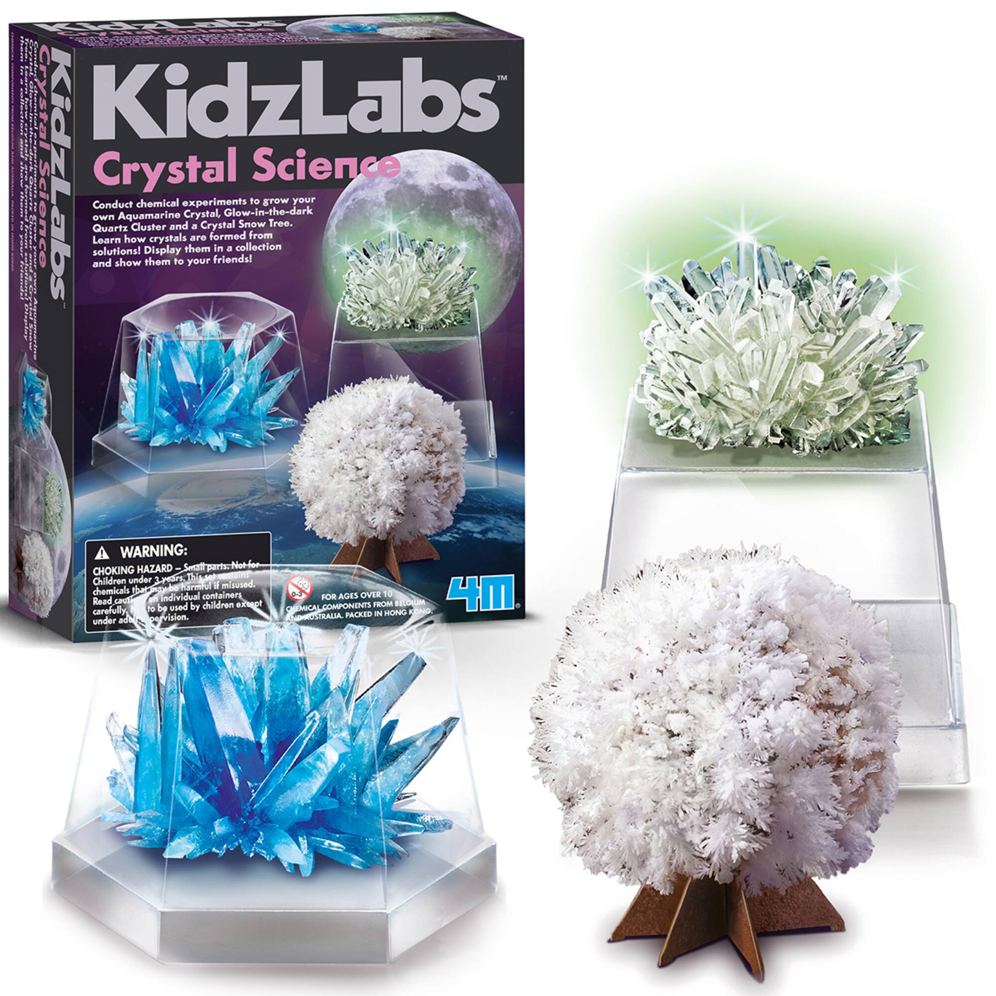 KidzLabs Crystal Science

Conduct chemical experiments to grow your own Aquamarine Crystal, Glow-in-the-dark Cluster and a Crystal Snow Tree. Quartz once and Learn how crystals are formed from solutions! Display them and show them to your friends!

WARNING: CHOKING HAZARD - Small parts. Not for children under 10 years. Read carefully. To be used by children over 10 years old.