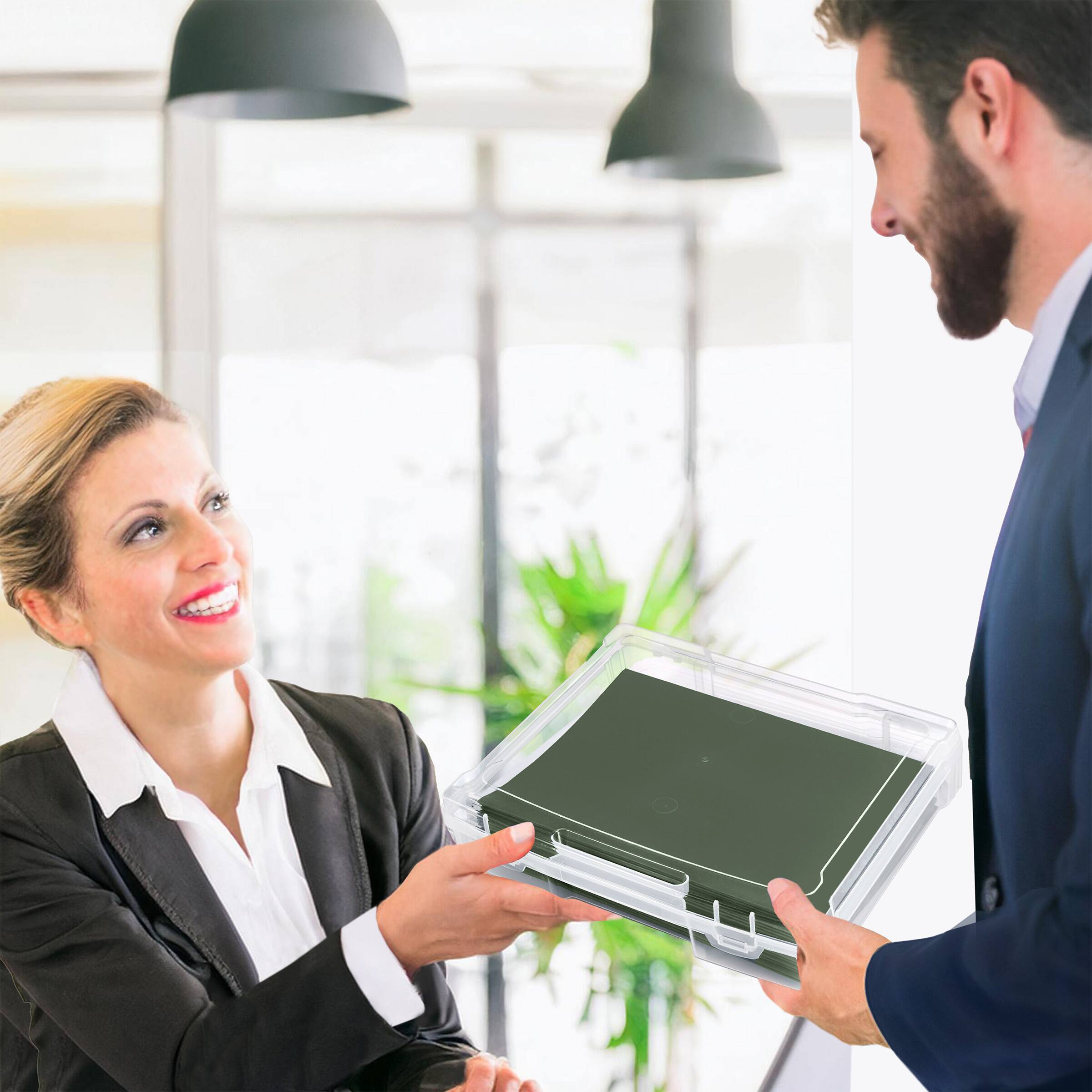 Back. Sorbus - Sorbus Set of 6 Wide Hanging File Organizer Bin, Interior 10"x12" Clear Plastic Stackable for Document Storage - Clear.