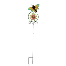 Direct International - 55 Inch Bumble Bee Flower Kinetic Wind Spinner Garden Stake Yard Decor Pinwheel - Multicolored
