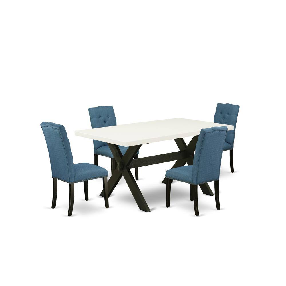Left. East West Furniture - East West Furniture X626EL121-5 5-Piece Awesome Dinette Set a Good Linen White Wood Dining Table Top and 4 Amazing - Multi-Color.