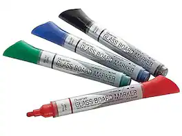 Quartet - Glass Board Dry Erase Markers, Bullet Tip, Assorted, 4/Pack (79552)