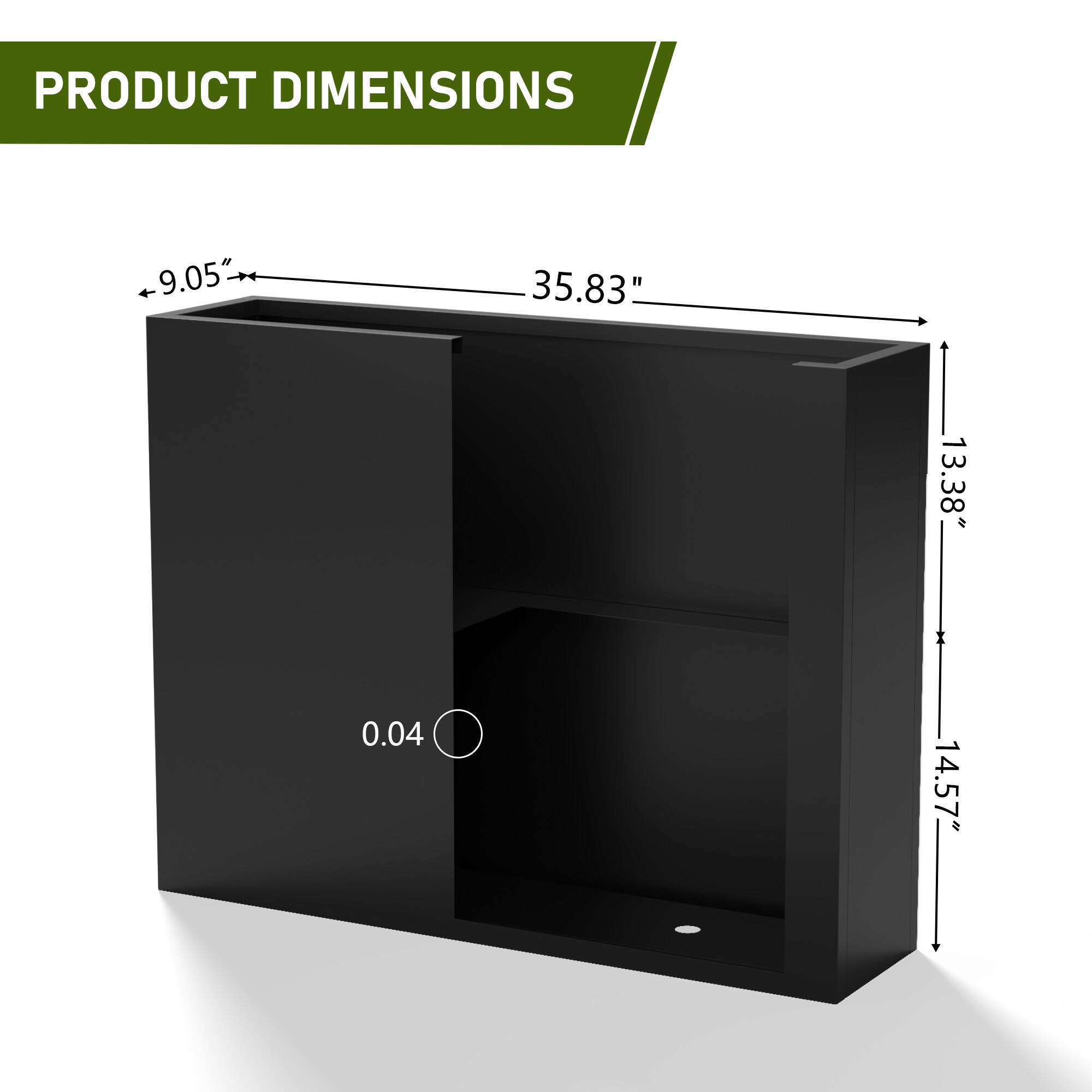 PRODUCT DIMENSIONS

- Width: 35.83"
- Height: 14.57"
- Depth: 13.38"
- Thickness: 0.04"