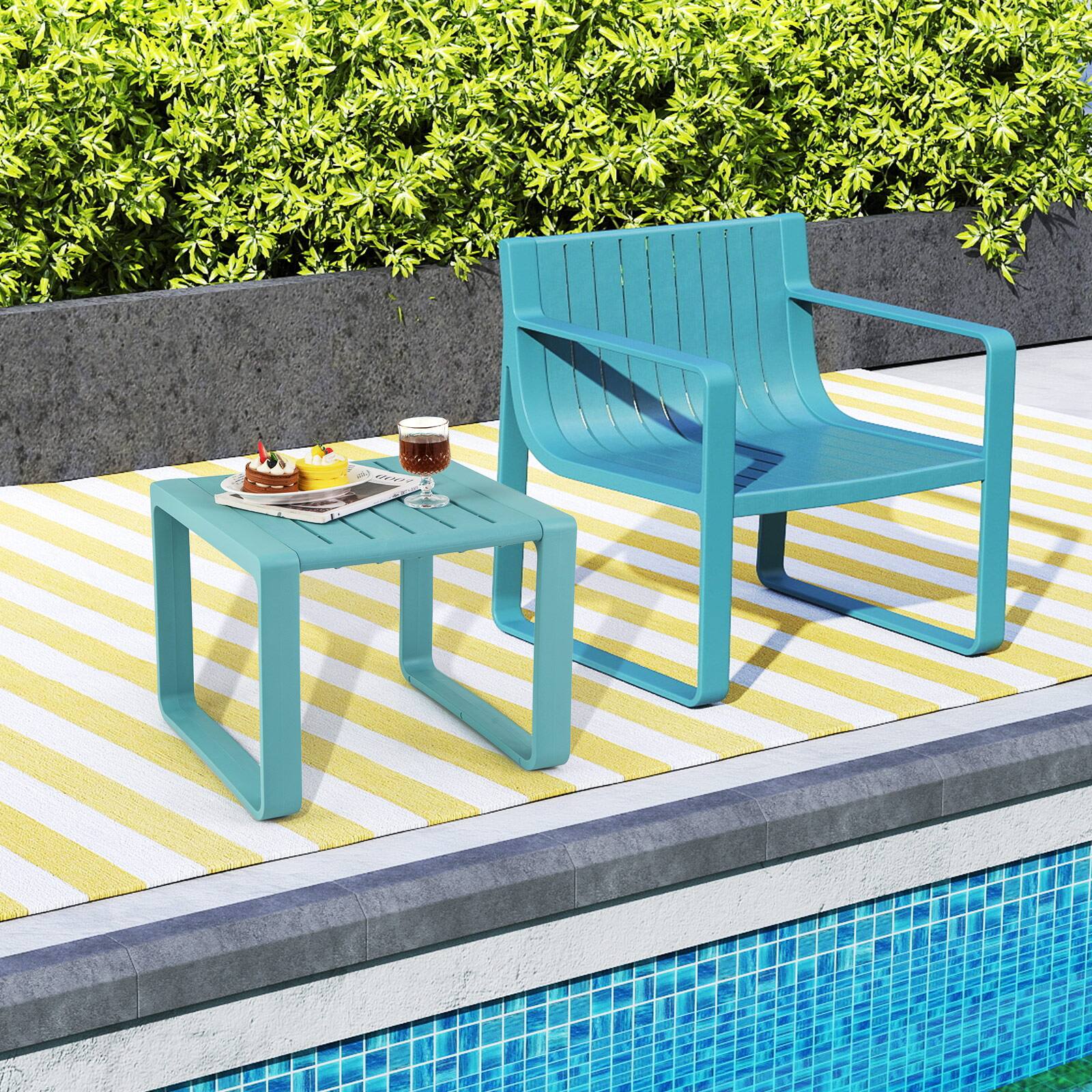Alt View 3. Gymax - Gymax Outdoor Side Table Set of 2 18'' Weather Resistant Adirondack Table Patio Blue - Blue.