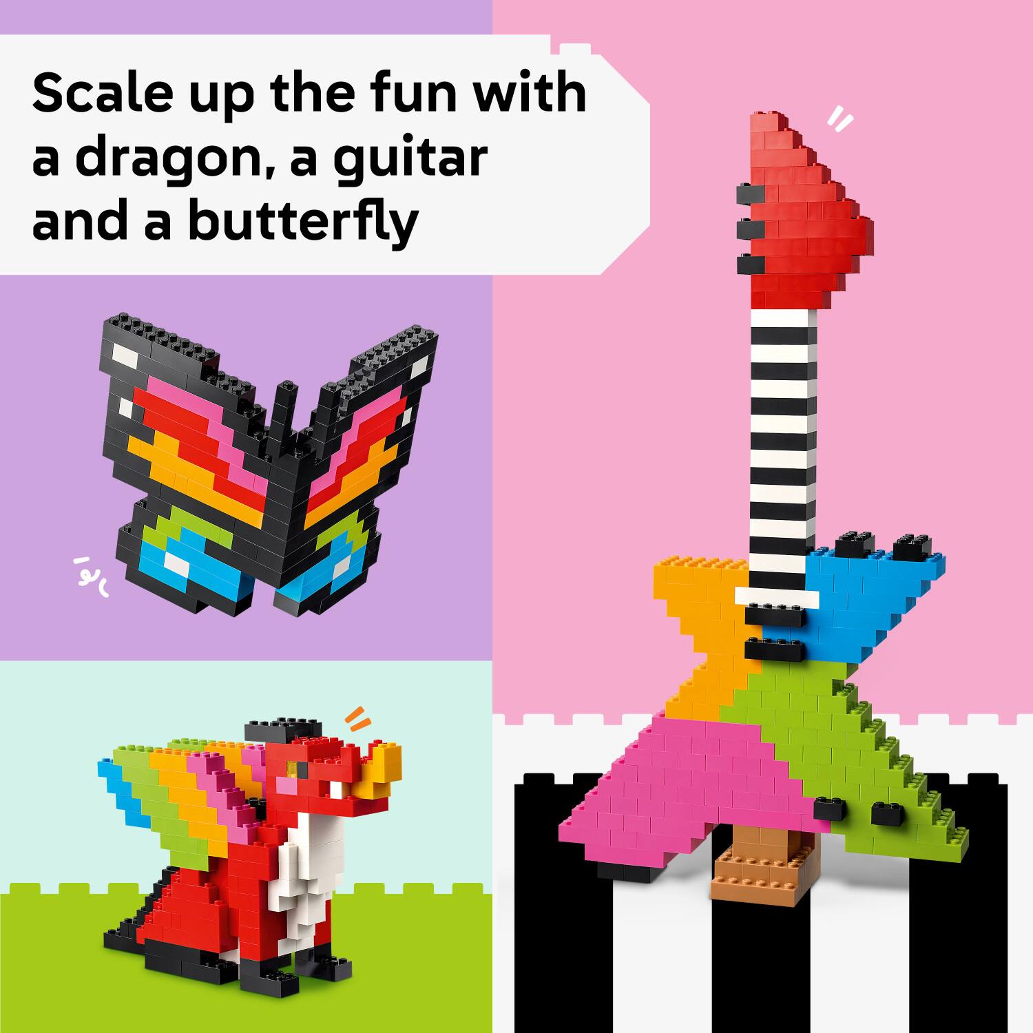 Scale up the fun with a dragon, a guitar and a butterfly
