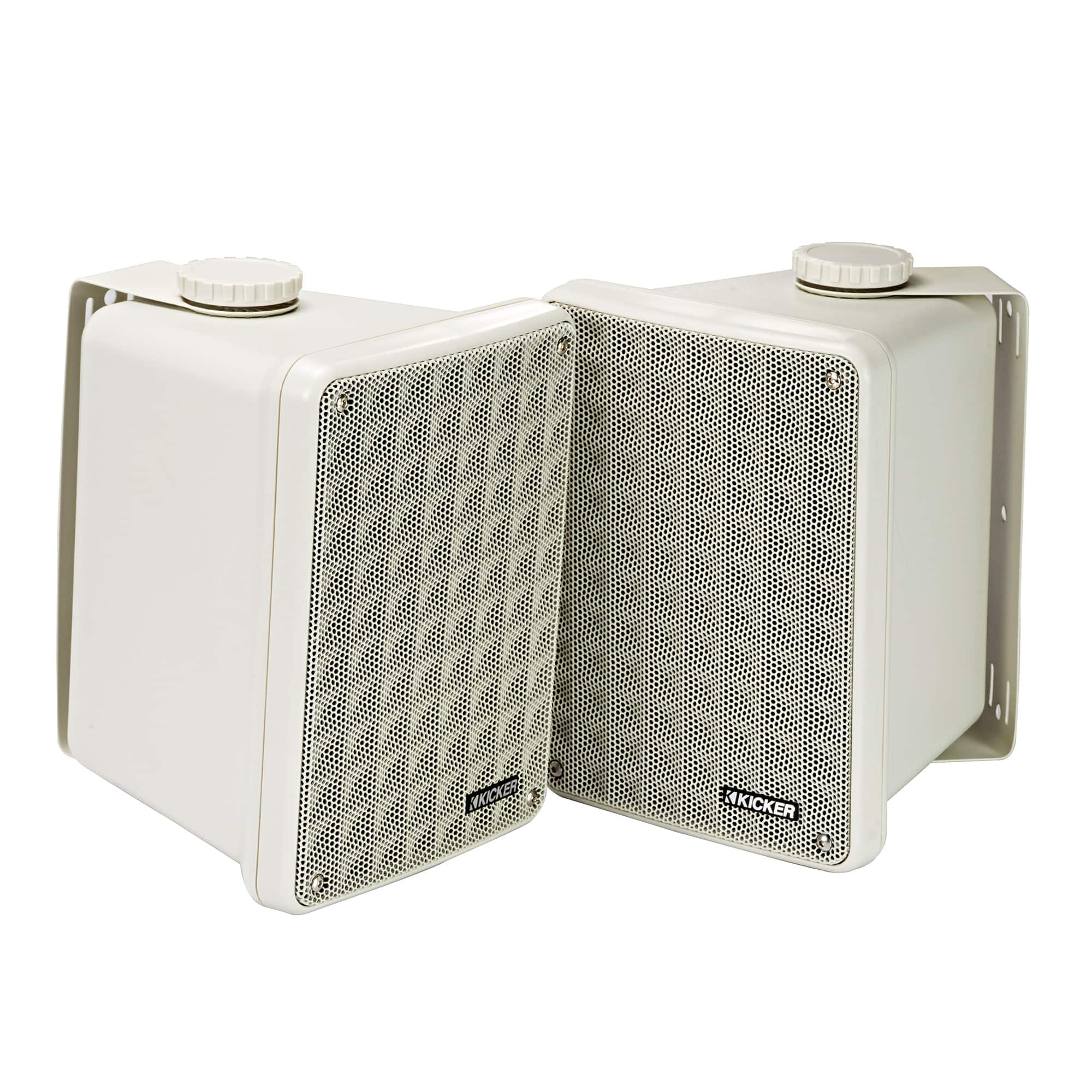 KICKER - 46KB6G Gray Indoor Outdoor Full Range high-efficiency Speakers Pair - Black/Gray