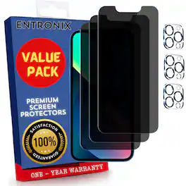 Entronix - Anti-Spy Privacy Screen Protector and Camera Lens Protector for iPhone 13 Pro Max - 6-Piece Set - Transparent