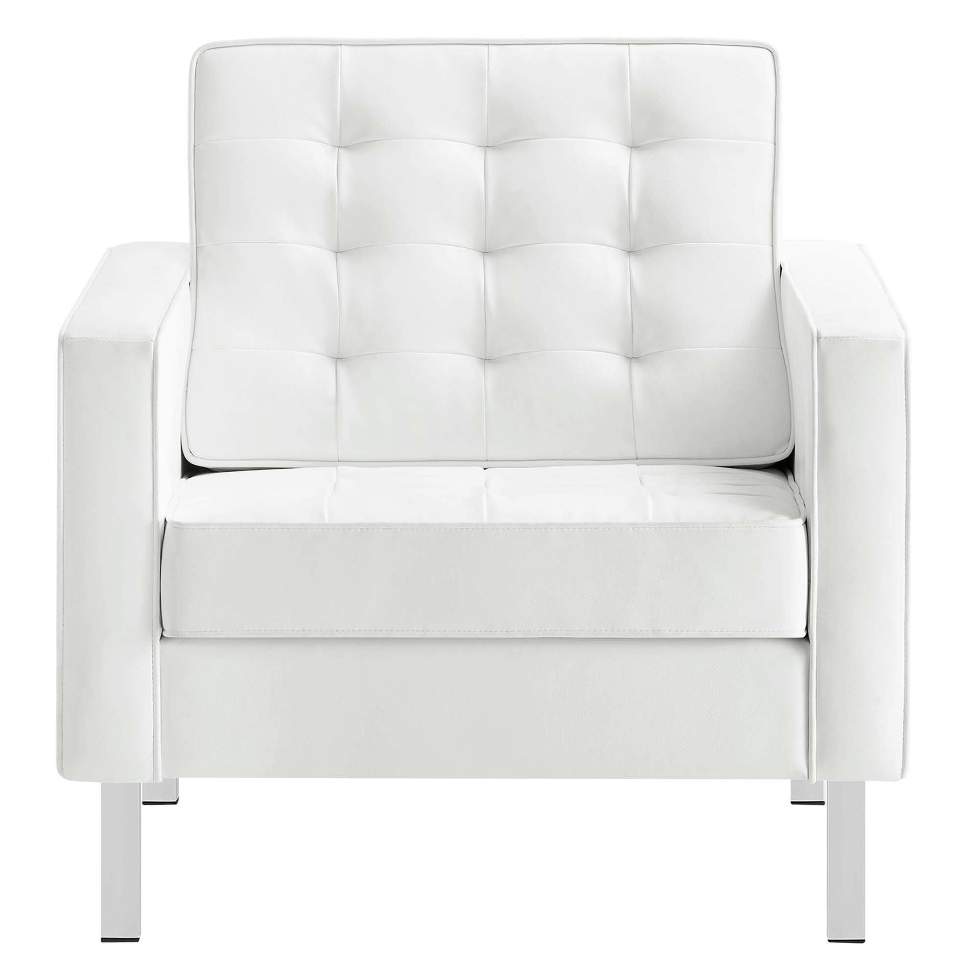 Alt View 1. Modway - Loft Tufted Vegan Leather Armchairs Set of 2 by Modway - White.