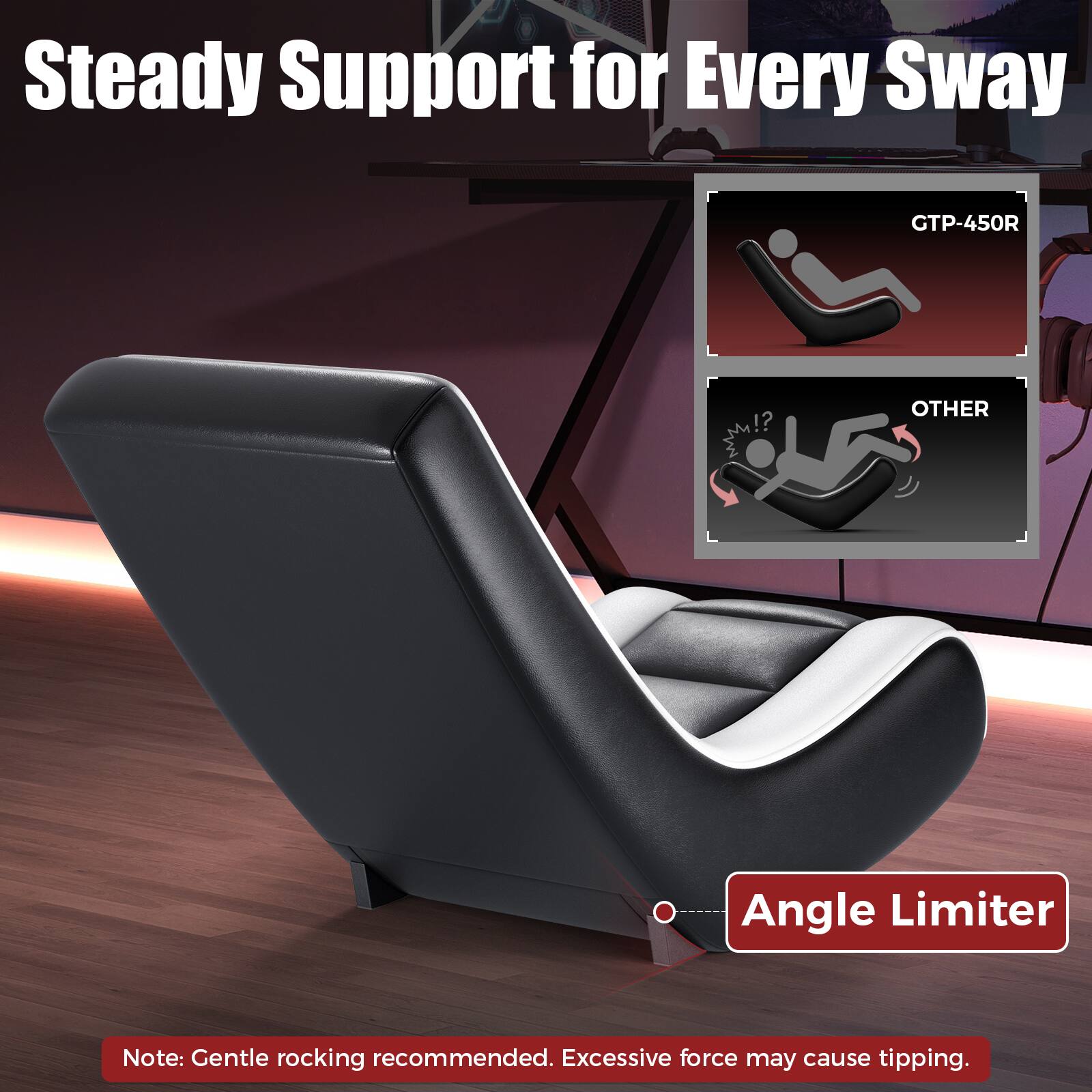 Steady Support for Every Sway  
GTP-450R  
OTHER  
Angle Limiter  
Note: Gentle rocking recommended. Excessive force may cause tipping.