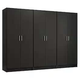 Madesa - 6 Doors Wardrobe with Ample Shelves and Hanging Space 94"L - Black