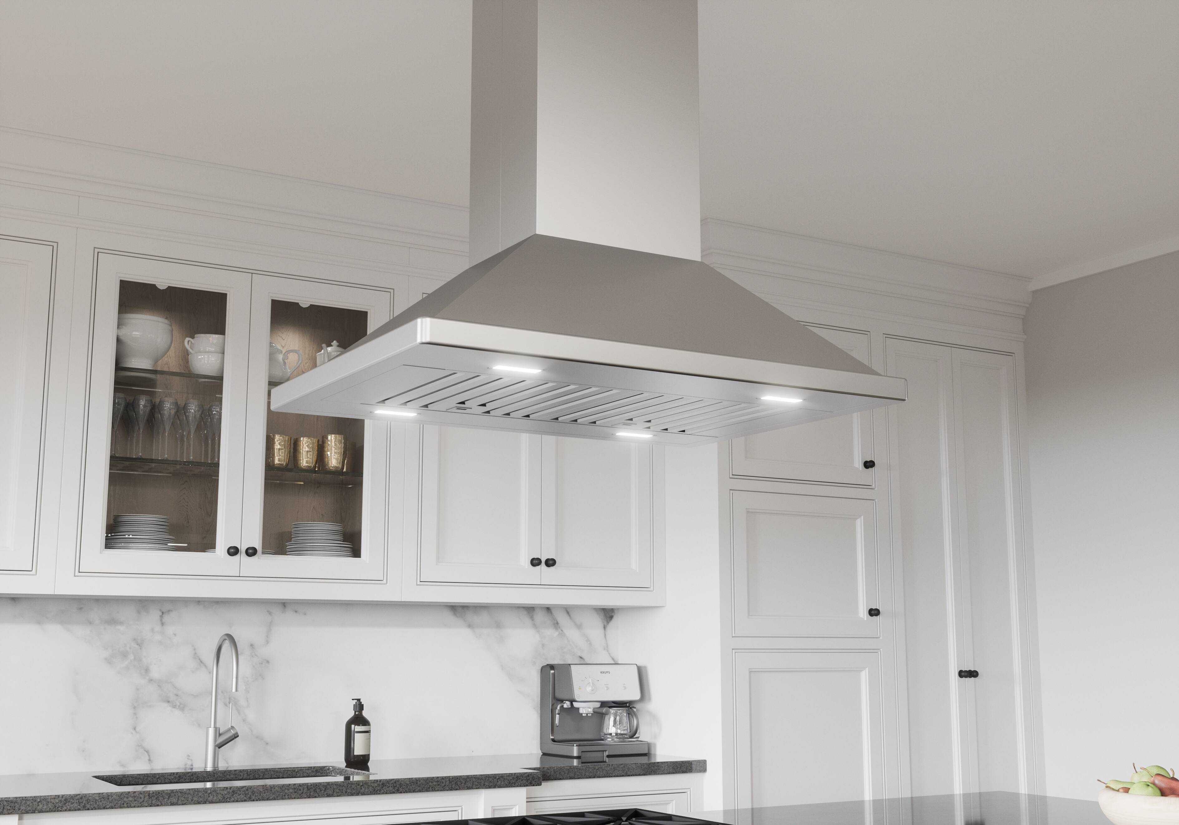 Alt View 12. Zephyr - Napoli 42 in. 700 CFM Island Mount Range Hood with LED Light - Stainless Steel.