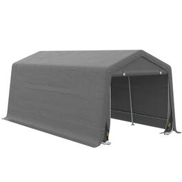 Outsunny - 10' x 20' Carport Portable Garage, Heavy Duty Storage Tent, Patio Storage Shelter w/ Anti-UV PE Cover - Gray