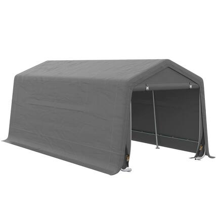 Front. Outsunny - 10' x 20' Carport Portable Garage, Heavy Duty Storage Tent, Patio Storage Shelter w/ Anti-UV PE Cover - Gray.
