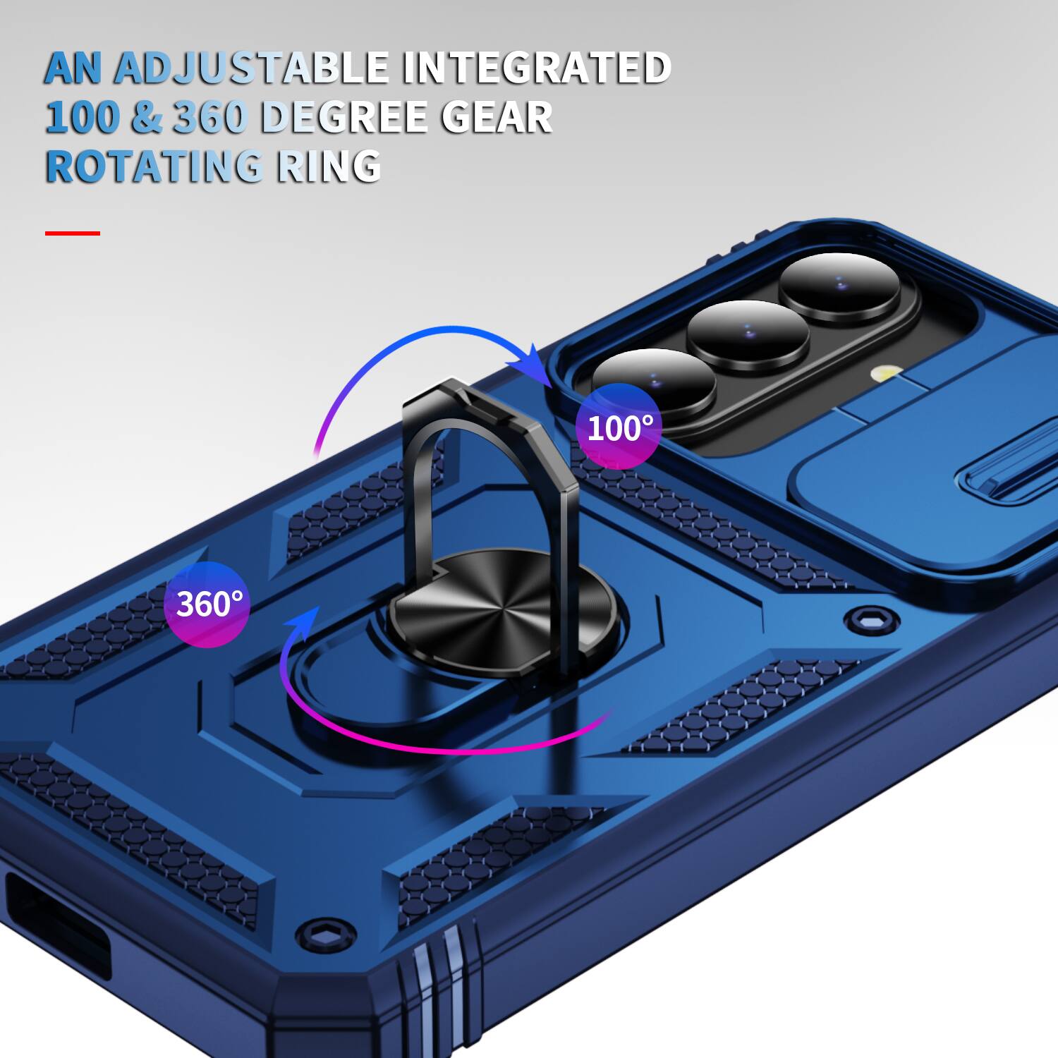 AN ADJUSTABLE INTEGRATED 100 & 360 DEGREE GEAR ROTATING RING