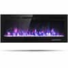 Front. Gymax - Gymax 50'' Electric Fireplace Recessed and Wall Mounted 750W/1500W W/ Multicolor Flame - Black.