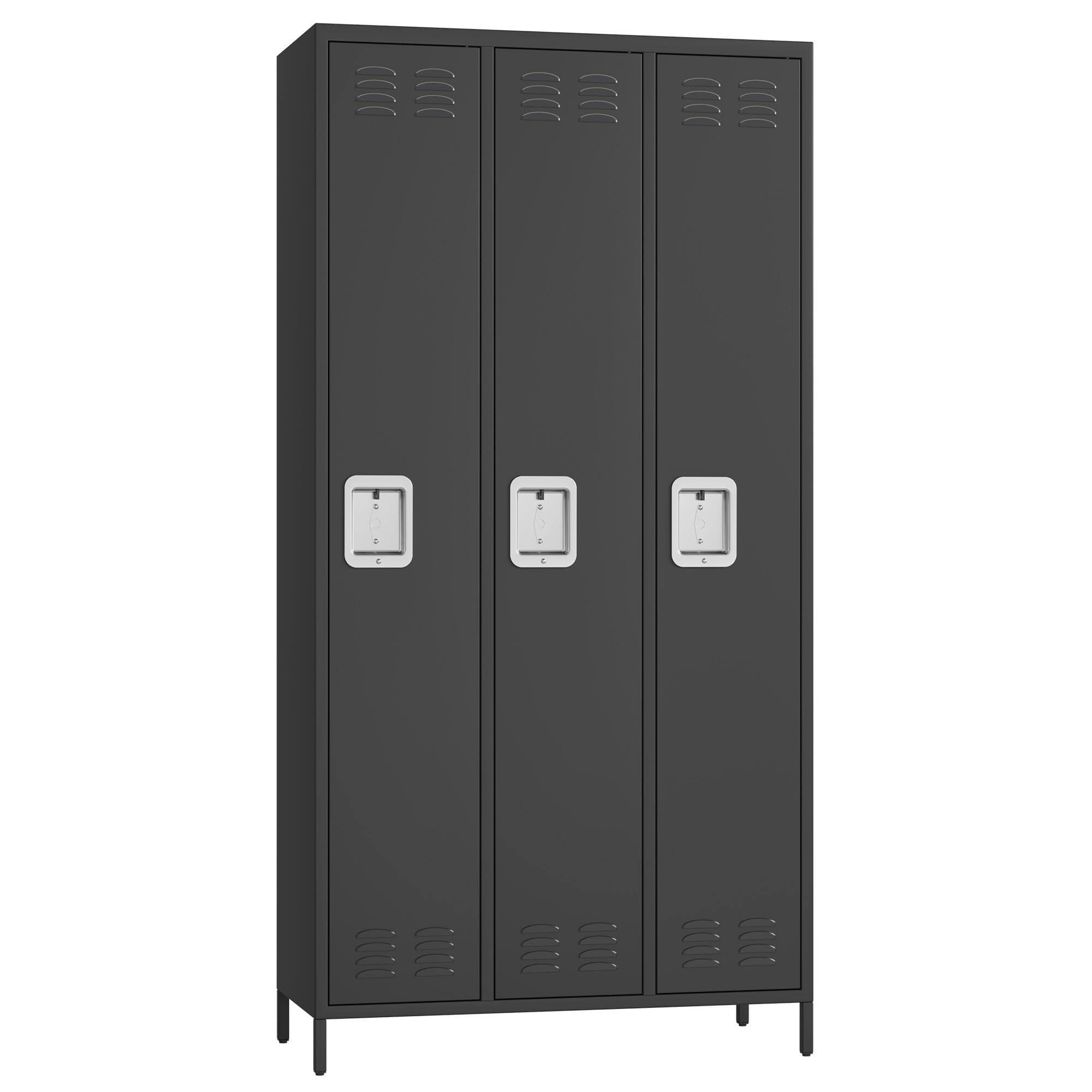 Alt View 5. Acekool - 3 Doors Employee Lockers for Office, Metal Sorage Locker Combination, Lockable Employees Metal Locker with Door - Black.