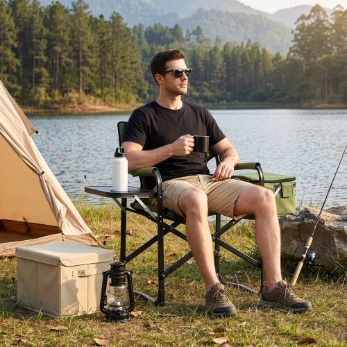 Alt View 10. Winado - Foldable Camping Chair with Big Capacity Cooler Bag, Side Table & Cup Holder Portable for Outdoor Camping Fishing Beach - Green.