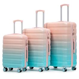 Ropilly - 3 Piece Luggage Set Hard Shell Suitcase with Spinner Wheels Gradient Blue Pink - Blue+Pink