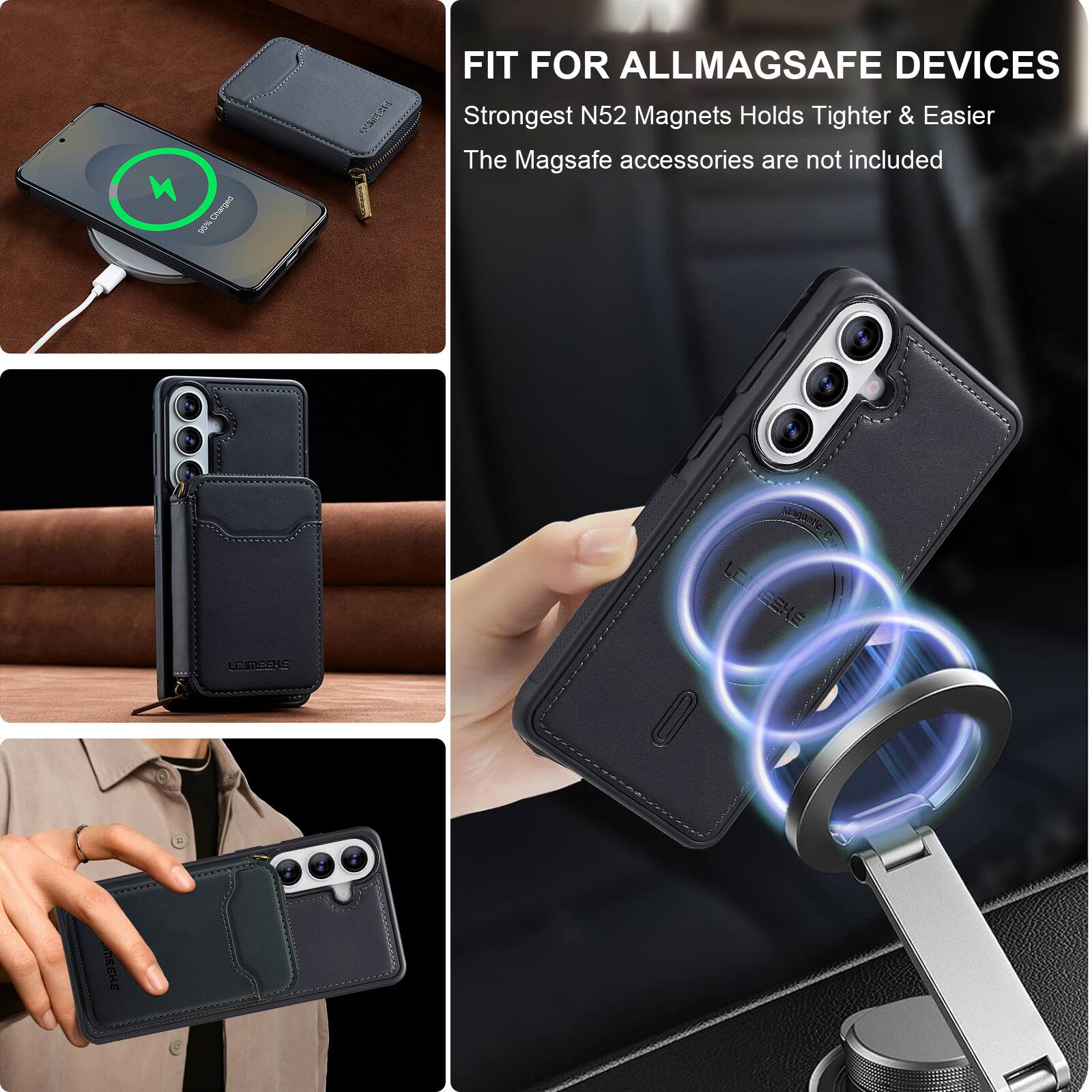 56% pmosss  
FIT FOR ALLMAGSAFE DEVICES  
Strongest N52 Magnets Holds Tighter & Easier  
The Magsafe accessories are not included