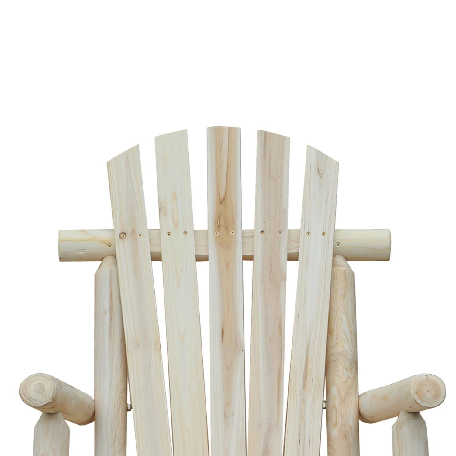Left. Hivvago - FarmHouse Classical Fir Wood Rocking Adirondack Chair Natural - Set of 2 - Natural.