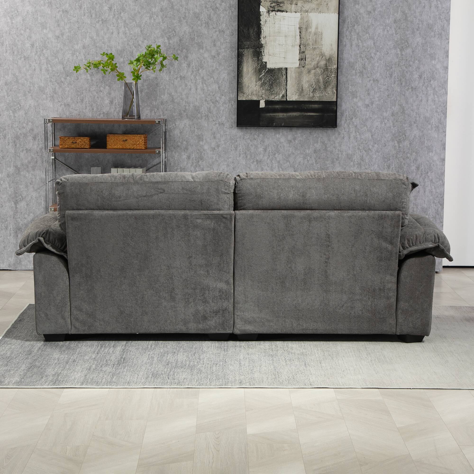 Alt View 1. Tiramisubest - 84"Chenille Sofa,Loveseat Deep Seat Sofa Couch with Pillows & Memory Foam for Living Room,Apartment,Office Lounge-Grey - Grey.