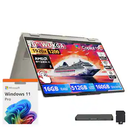 Lenovo - Upgraded - Yoga 7 2-in-1 16" Touch AI Laptop,Ryzen AI 5 340,16GB RAM,512GB SSD+160GB Dock,Backlit,Finger,Win11 Pro - Seashell