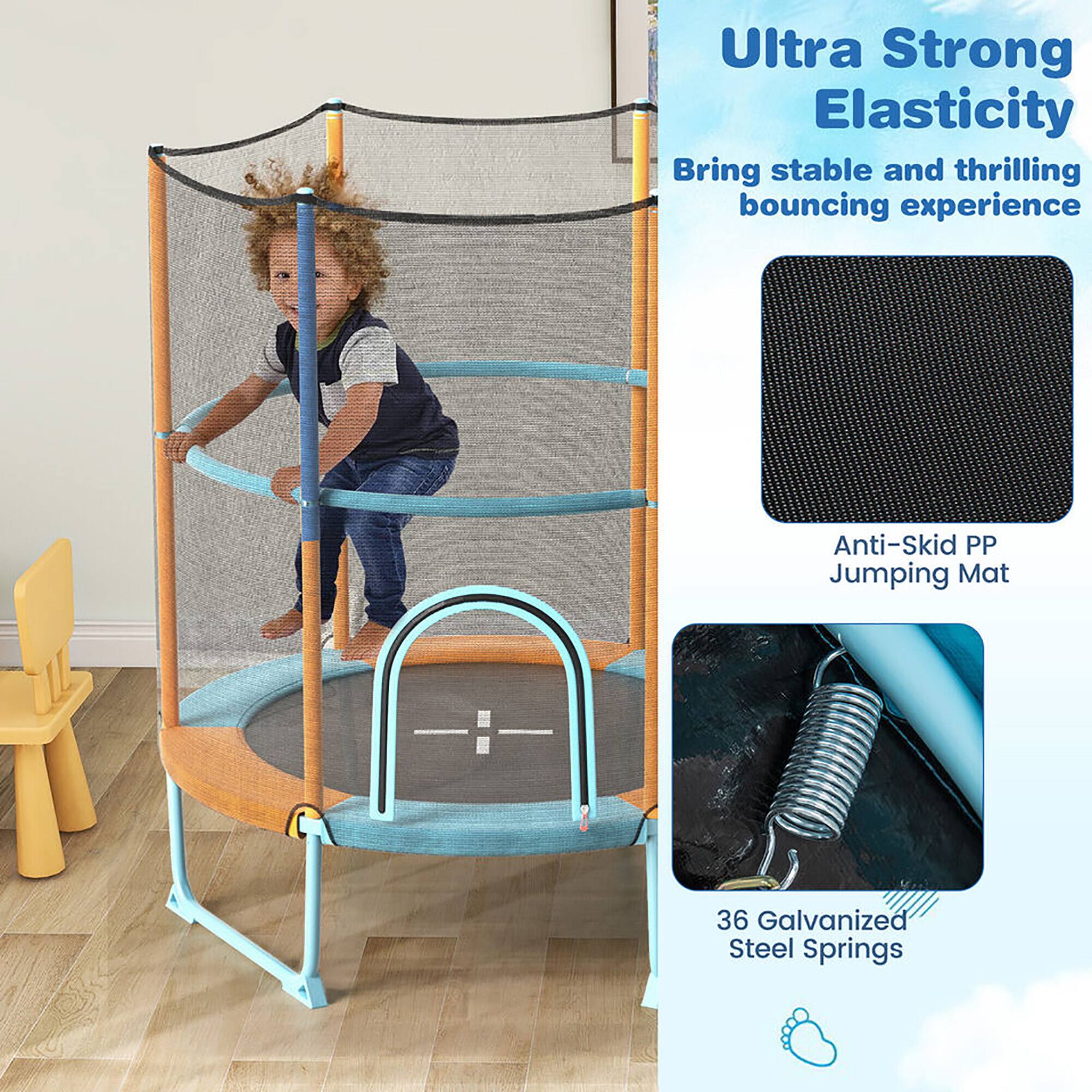 Ultra Strong Elasticity  
Bring stable and thrilling bouncing experience  

Anti-Skid PP Jumping Mat  

36 Galvanized Steel Springs