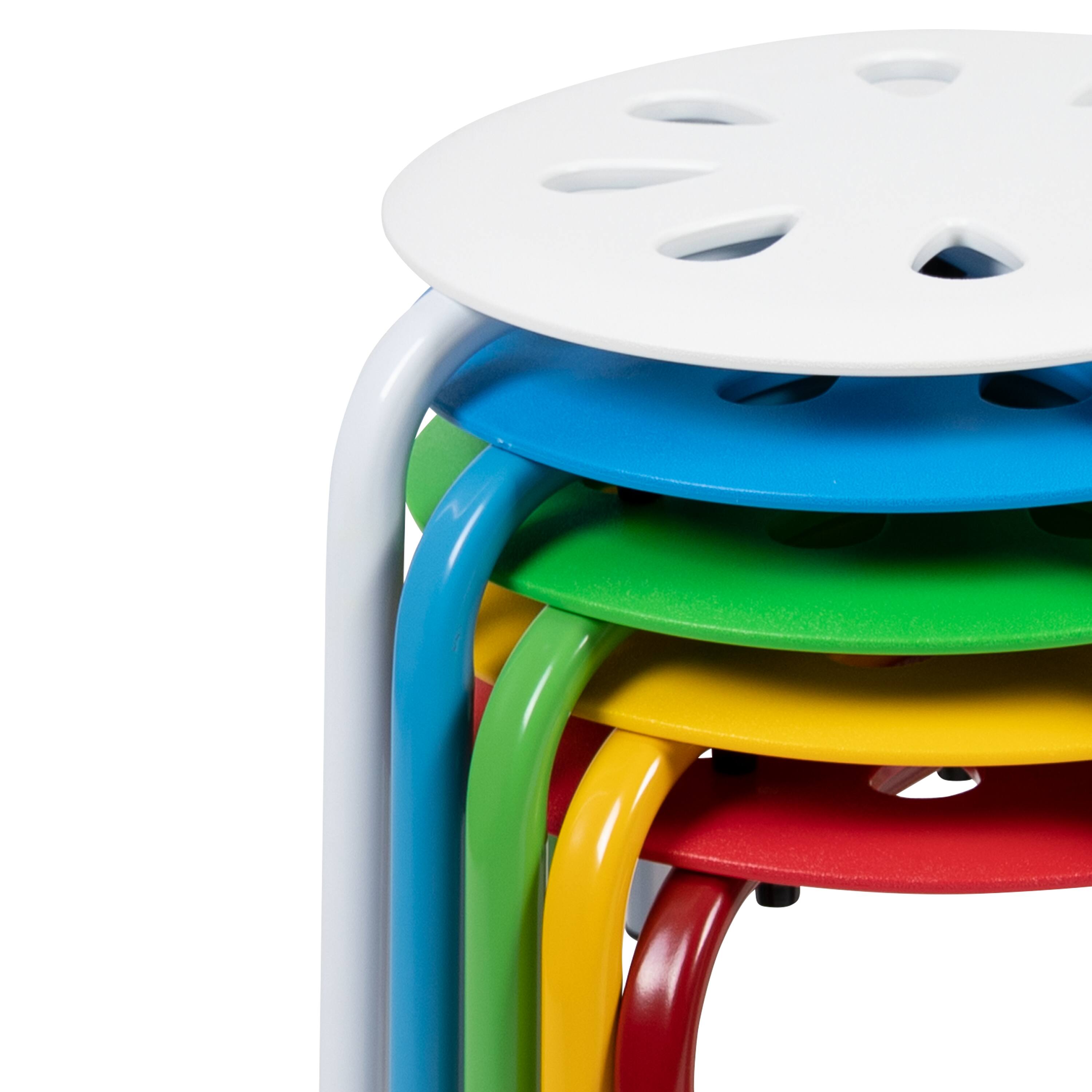 Alt View 7. Emma + Oliver - Plastic Nesting Stack Stools - School/Office/Home, 17.5"Height (5 Pack) - Assorted.