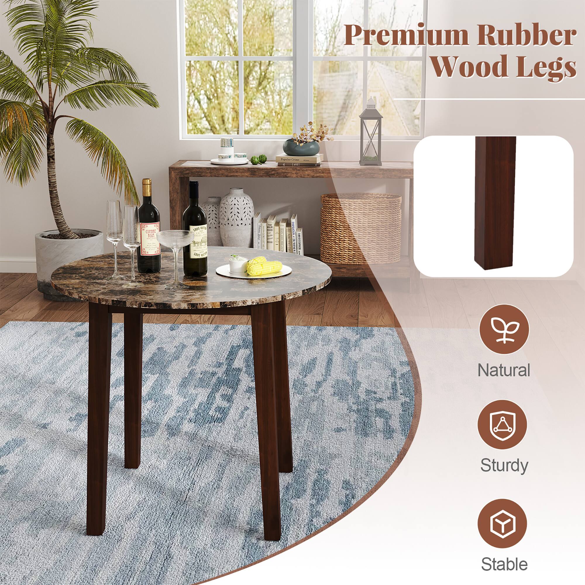 Premium Rubber Wood Legs

Natural  
Sturdy  
Stable