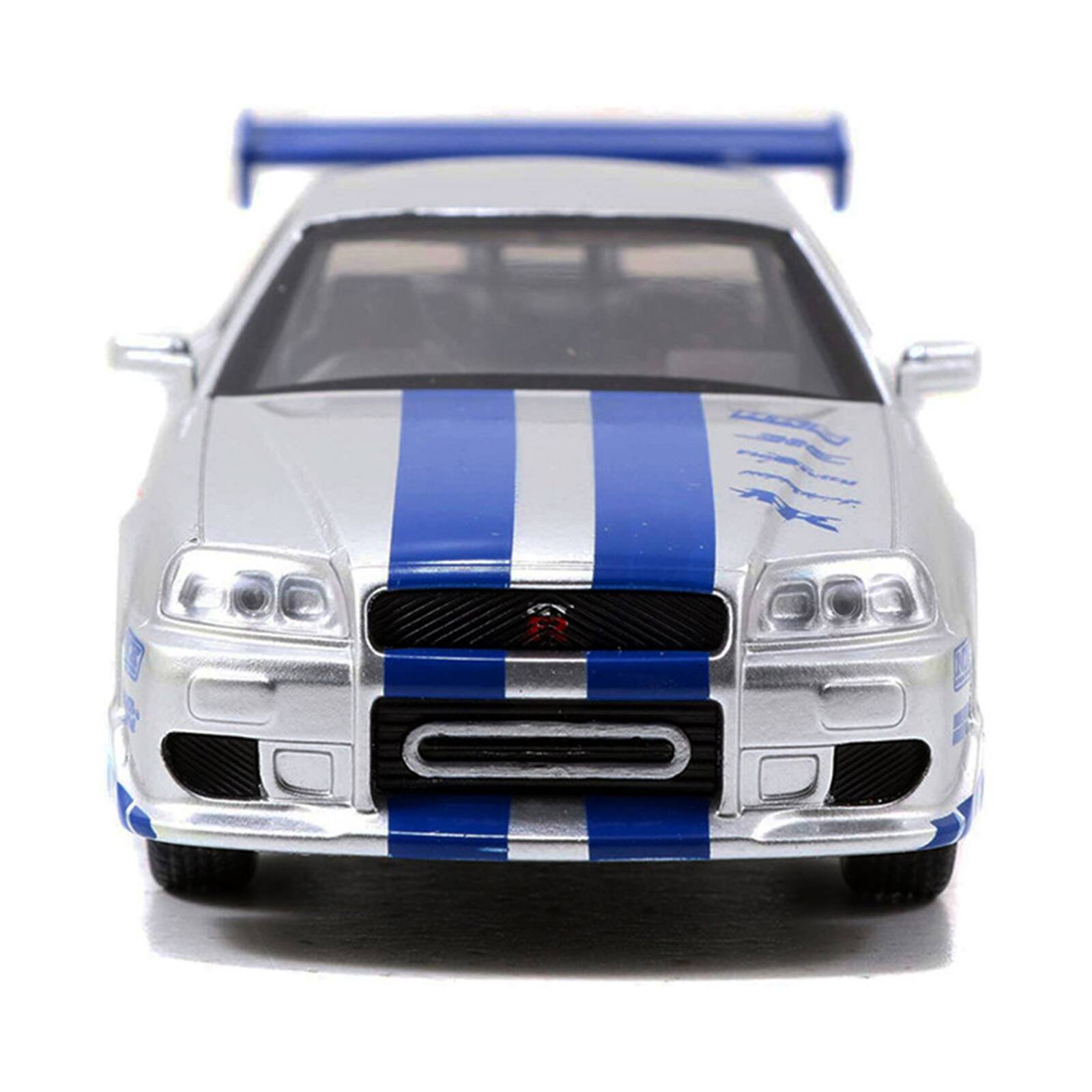Alt View 3. Jada - Brian's Nissan Skyline GT-R (R34) RHD Silver Metallic with Blue "Fast & Furious 25th Anniversary" 1/32 Car Model by Jada.